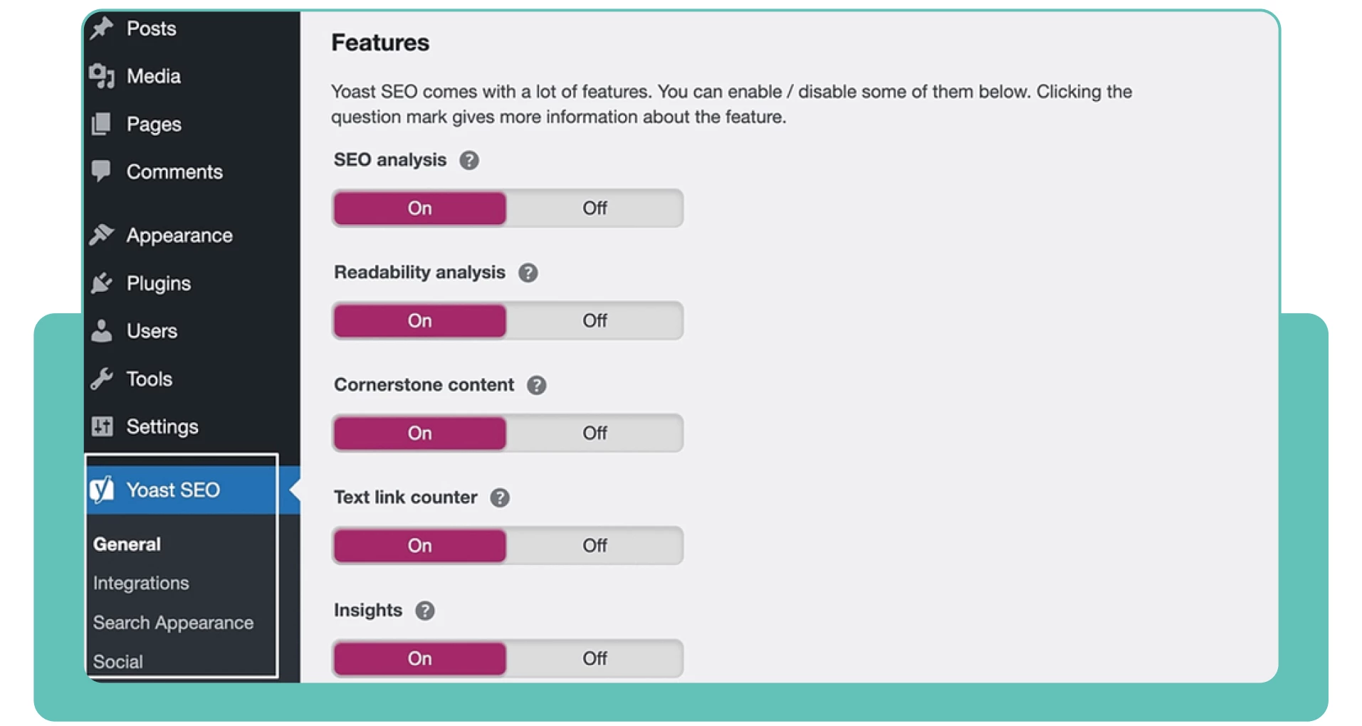 The navigation within the plugin