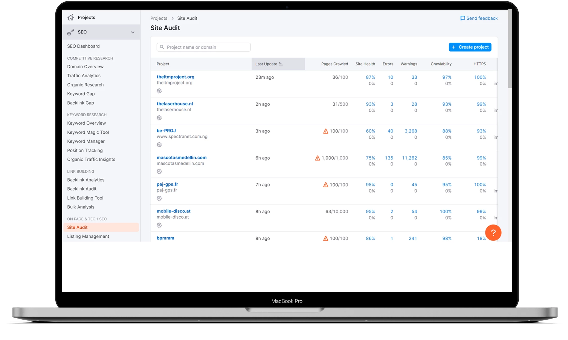 Semrush site audit